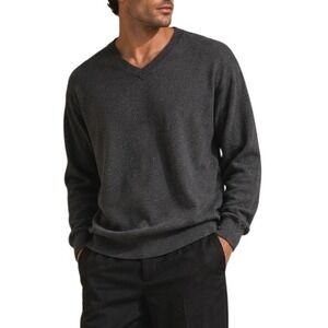 Hart Schaffner Marx XL Charcoal Gray Minimalist Extra‎ Fine Merino Wool Sweater